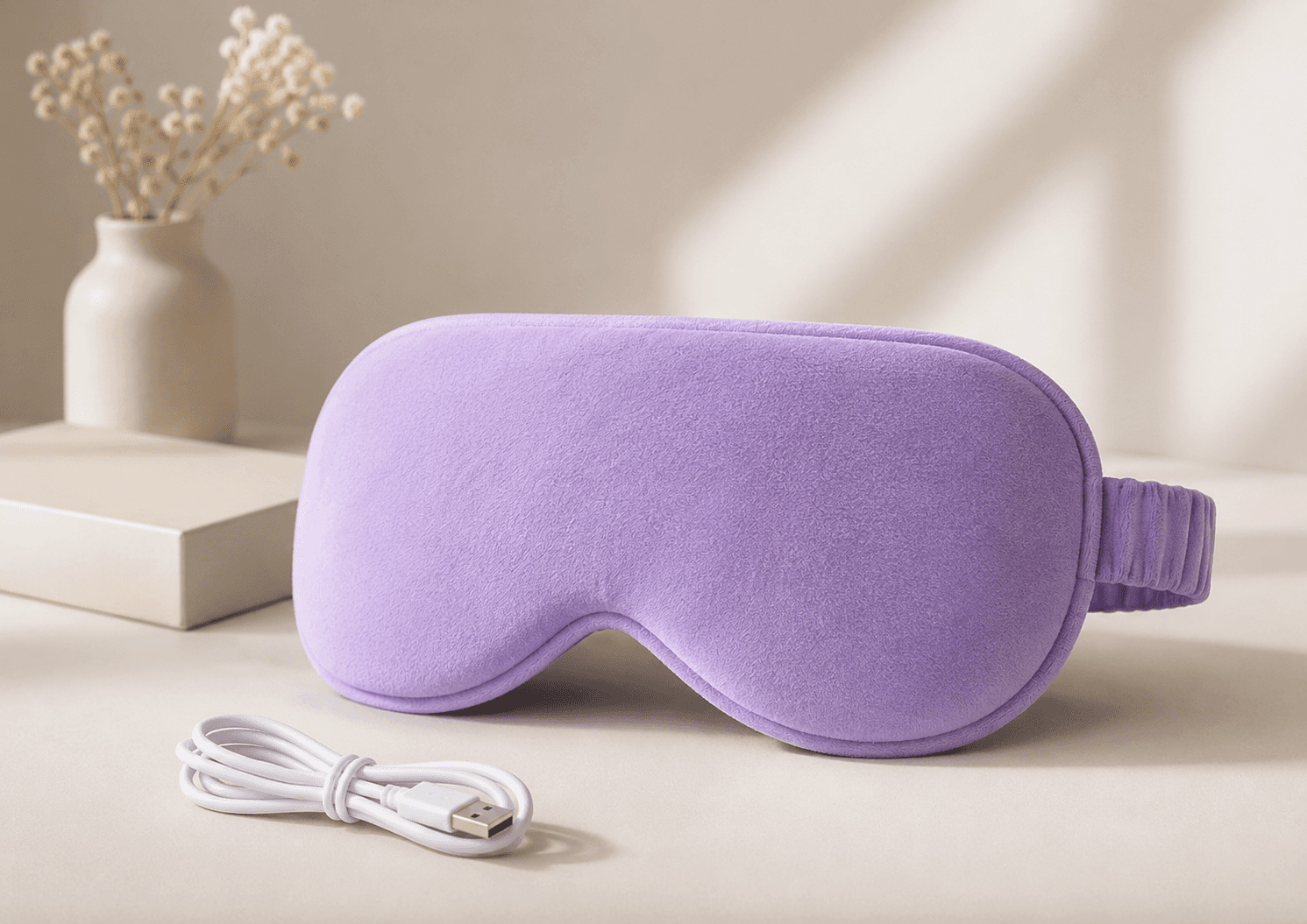 Masque chauffant violet avec câble